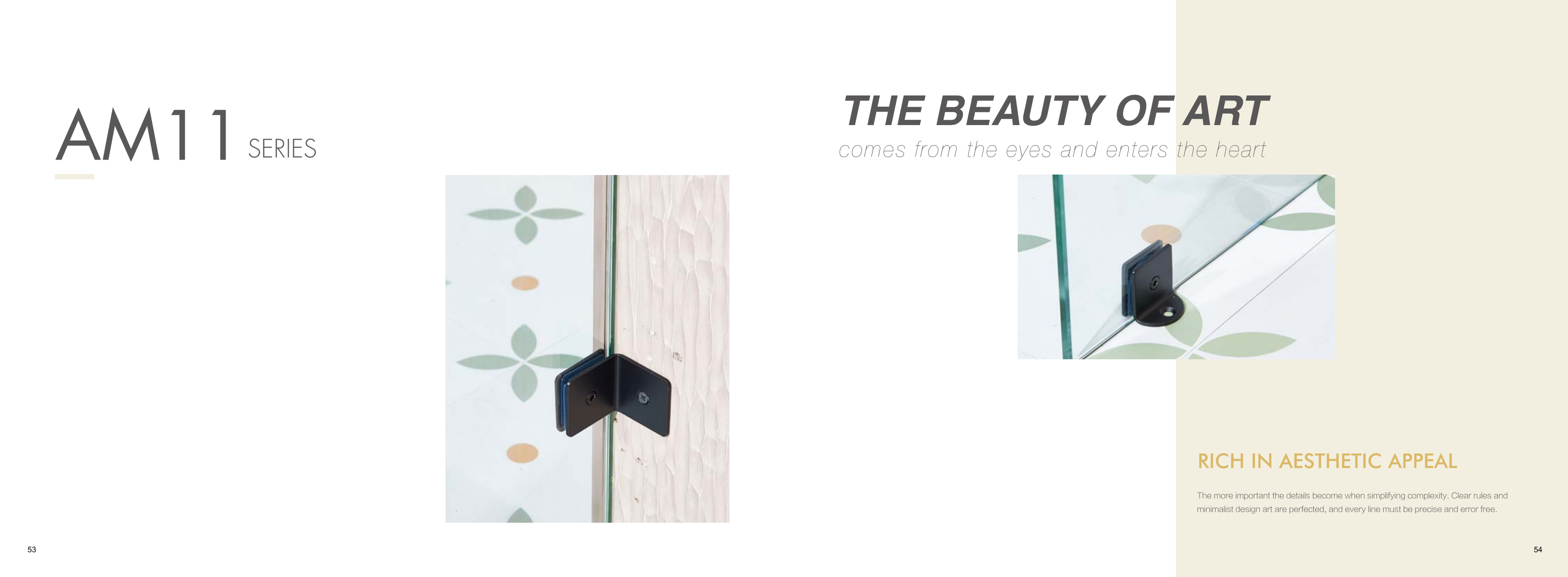 Black hardware clamp and glass connection surface finish detail